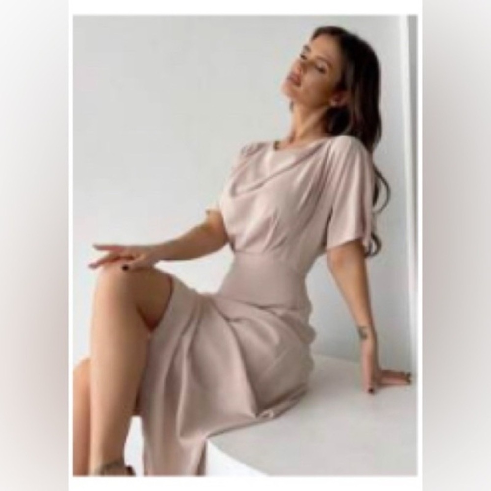 SHEIN Soft Beige Midi Dress